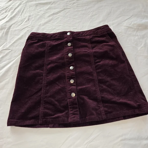 Maurices Deep Purple Button-Front Mini Skirt - Picture 1 of 4
